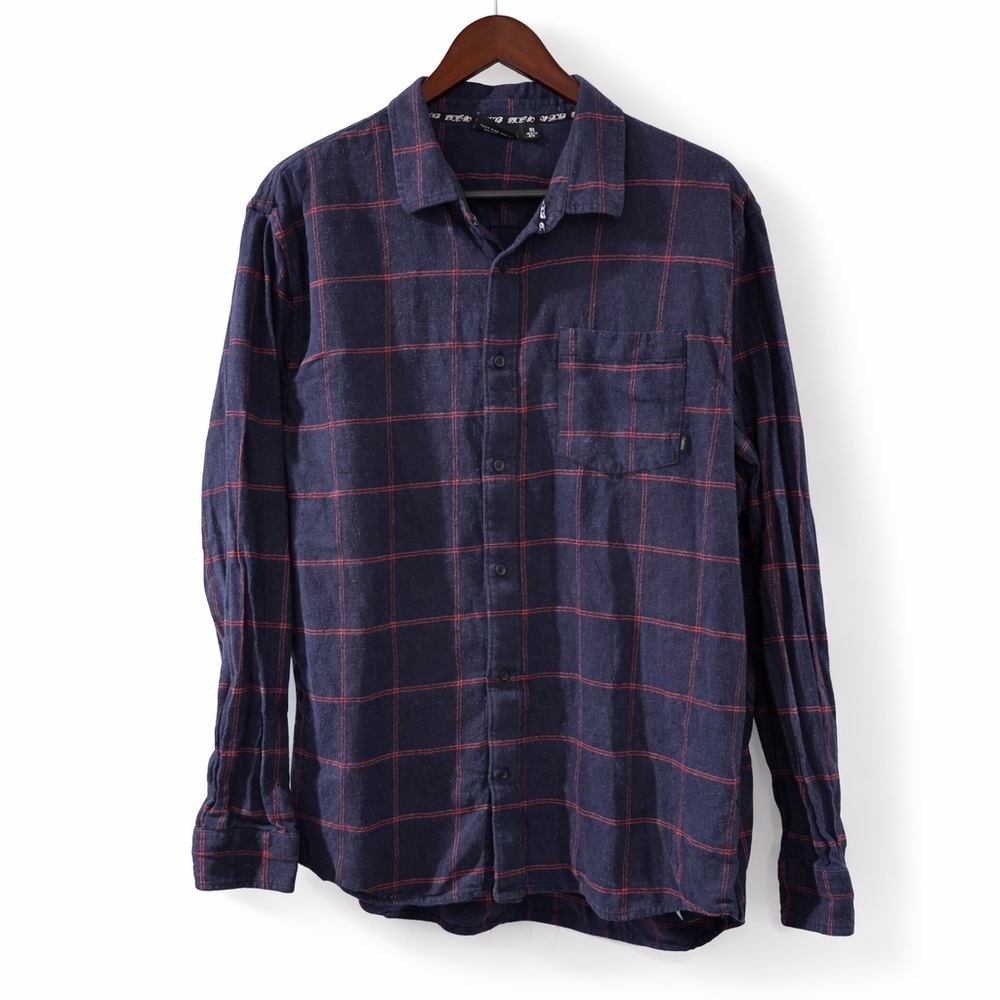 Vans Navy Red Windowpane Flannel Shirt XL